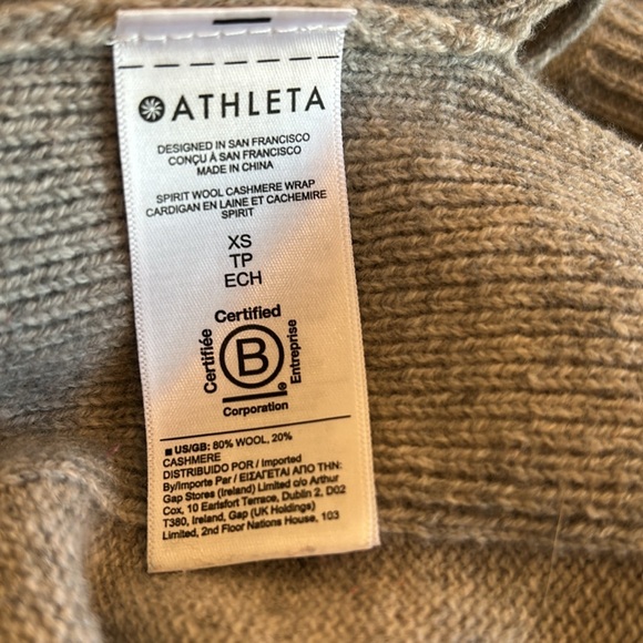 Athleta Spirit Wool Cashmere Open  Cardigan Wrap Duster XS Heather Gray - Picture 7 of 11